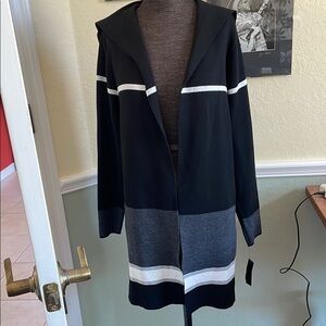 ALYX Black and Gray and White sailor collar open front long cardigan M